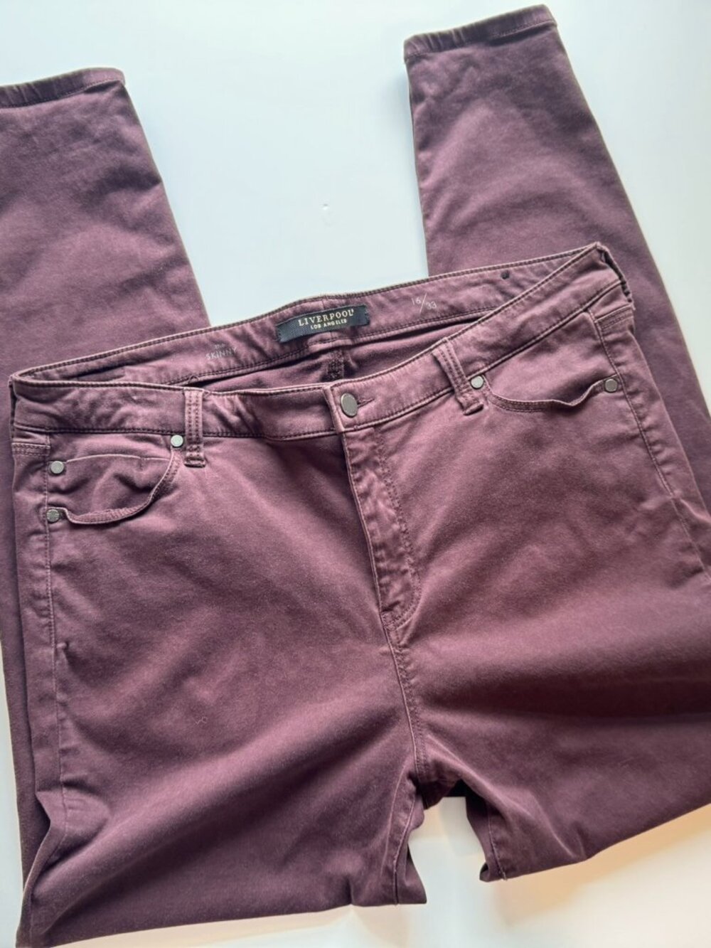 Liverpool Los Angeles Skinny Stretch Maroon Purple Jeans sz 16/33 - Picture 4 of 6
